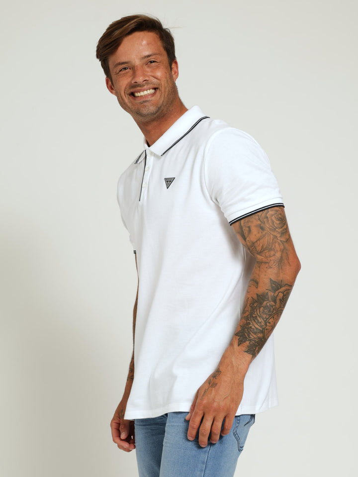 Tipped Core Polo Golfer - White