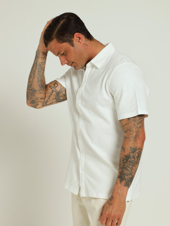 Knitted Slub Shirt - Off White