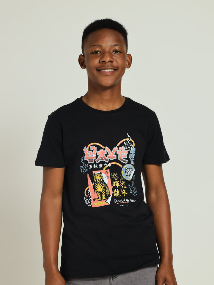 Boys Anime Printed Tee - Black