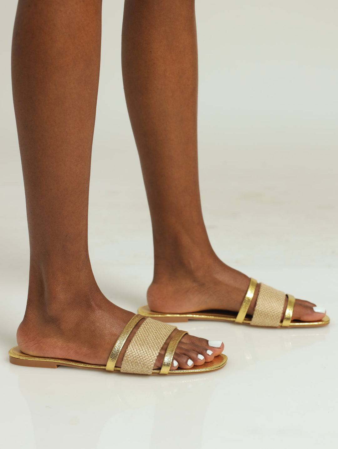 Multi Fabric Mule Sandal - Natural