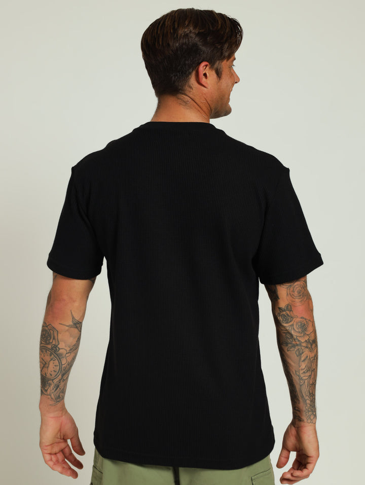 Stone Denim Waffle Tee - Black