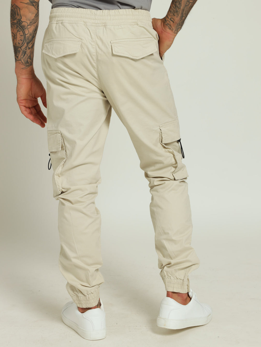 Bungee Toggle Pocket Cargo Jogger - Light Stone