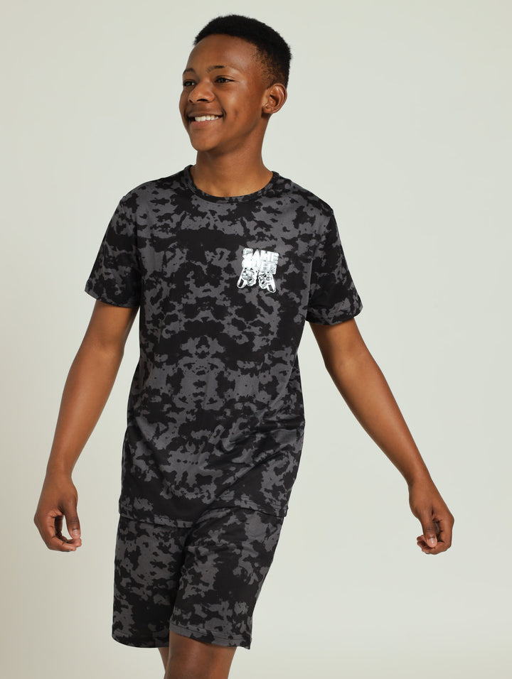 Boys Ditsy Tie Dye Summer Sleep Set - Charcoal