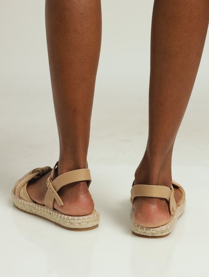 Lylah Woven Jockey Strap Faltform Sandal - Taupe