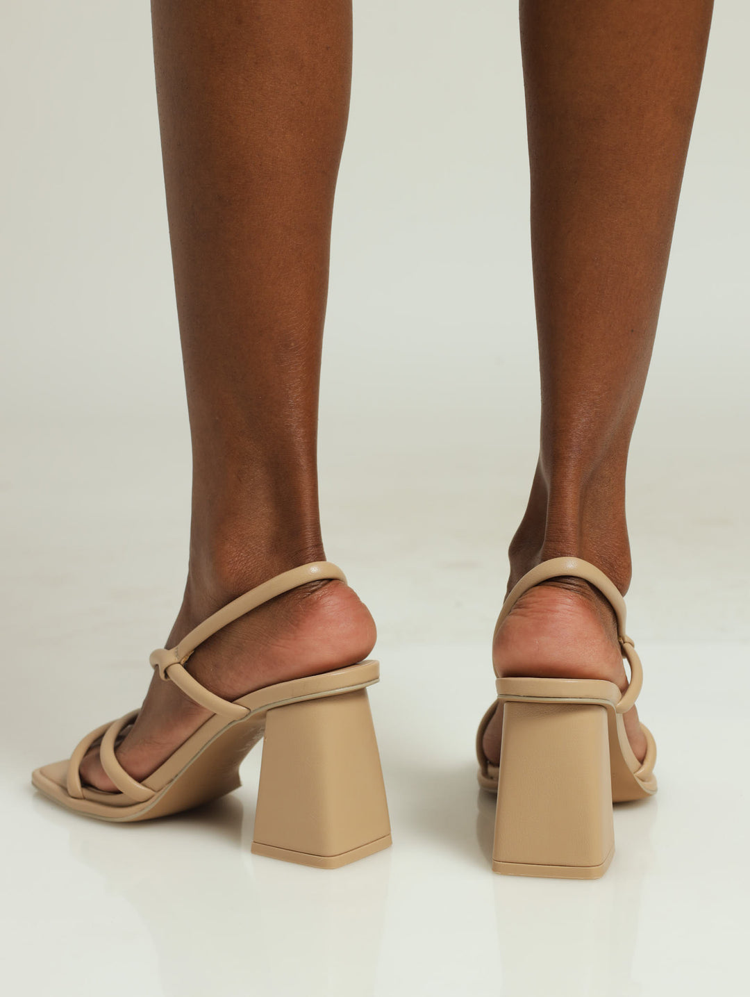 Luxe Multi Strap Block Heel - Beige