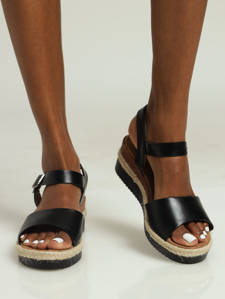 Tammy Ankle Strap Platform Sandal - Black