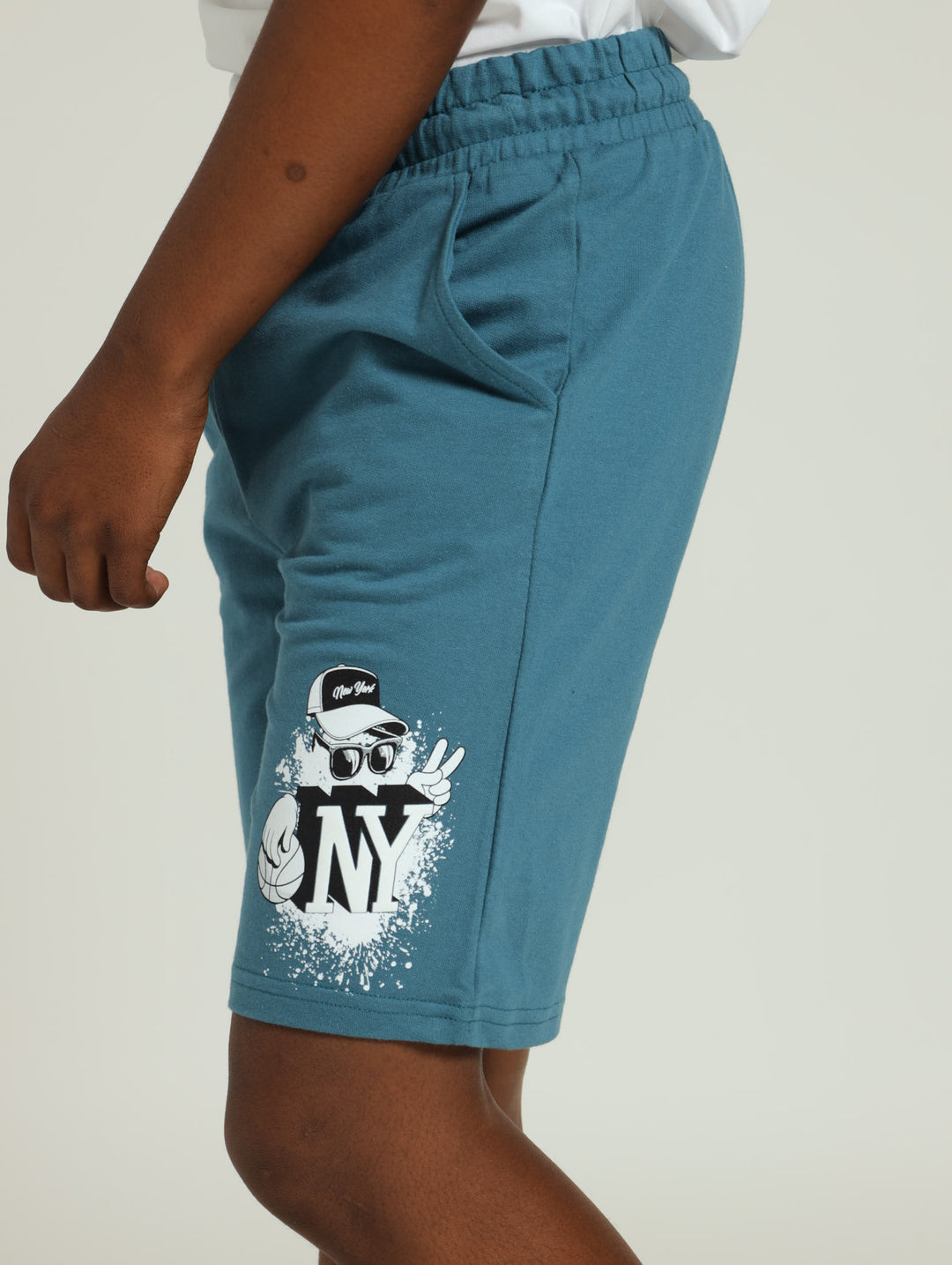 Boys Basketball Printed Shorts - Teal