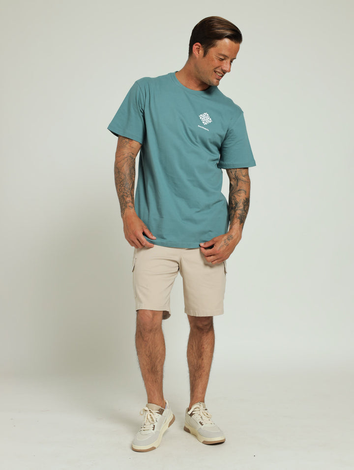 Stone Denim Front & Back Tee - Teal