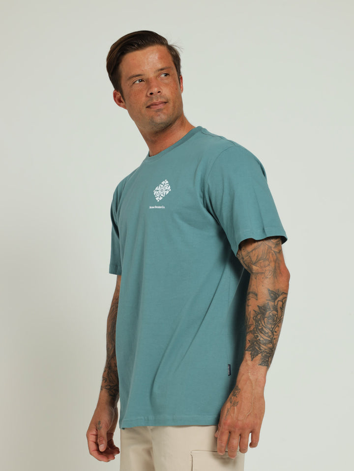 Stone Denim Front & Back Tee - Teal