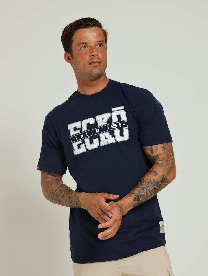 College Script Tee - Navy