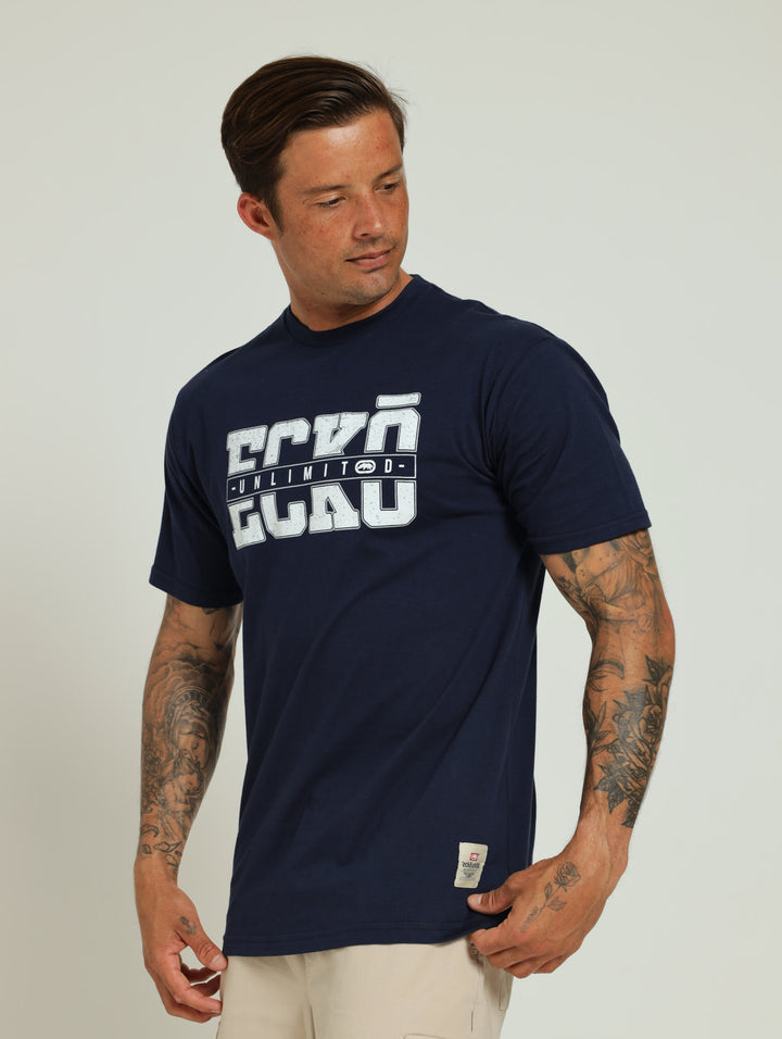 College Script Tee - Navy