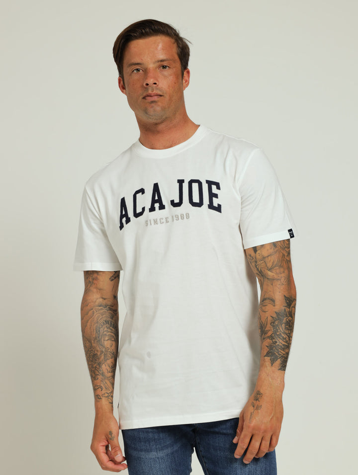 Collegiate Embroidery Tee - White