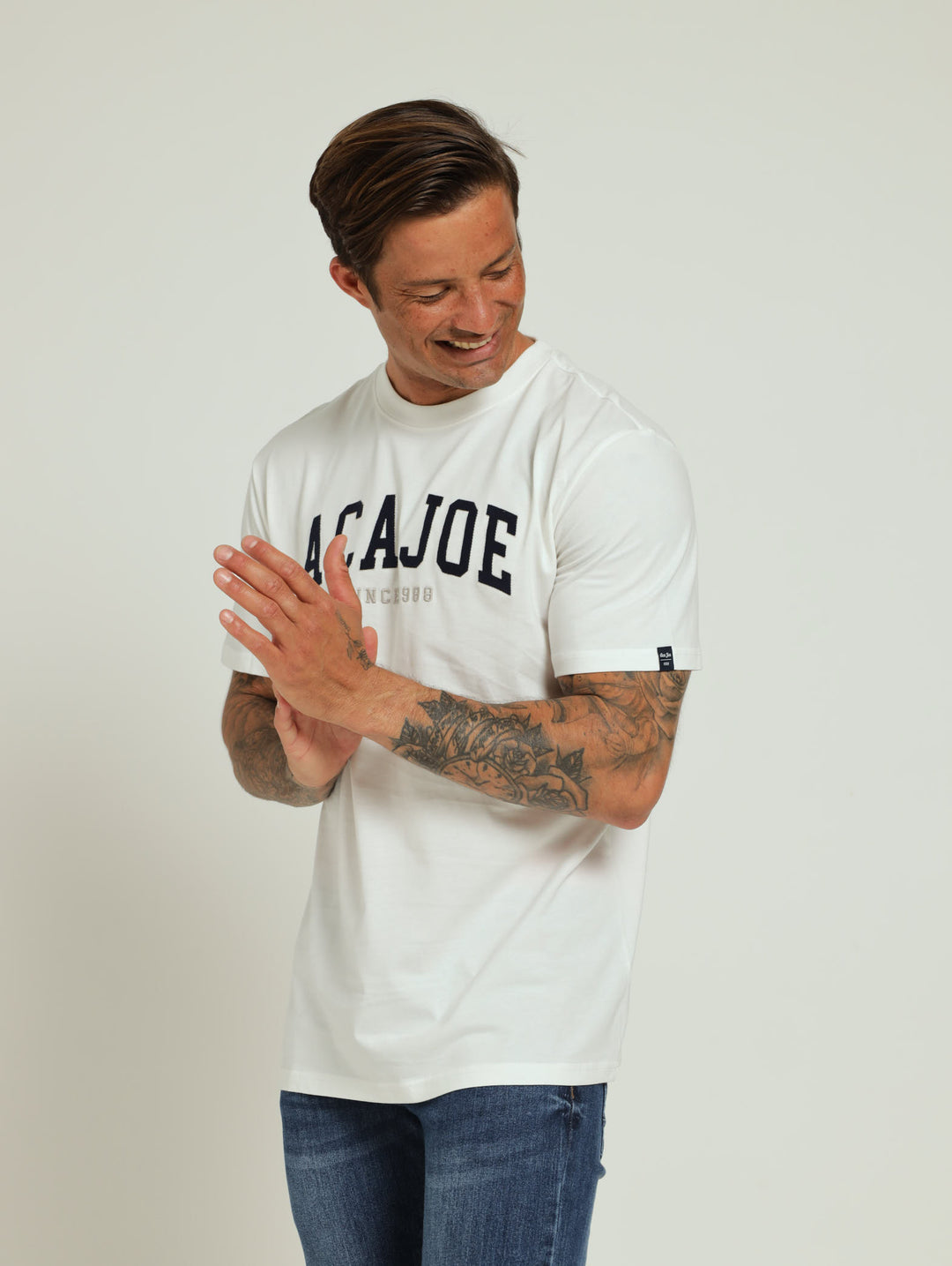 Collegiate Embroidery Tee - White