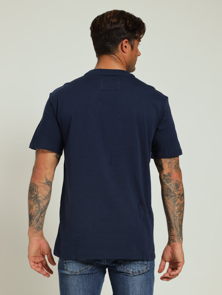 Chest Logo Embroidered Tee - Navy