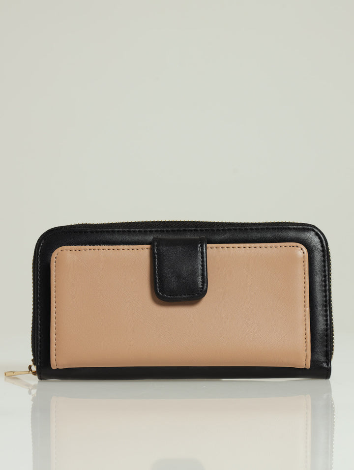 Flap Zip Around Purse - Black