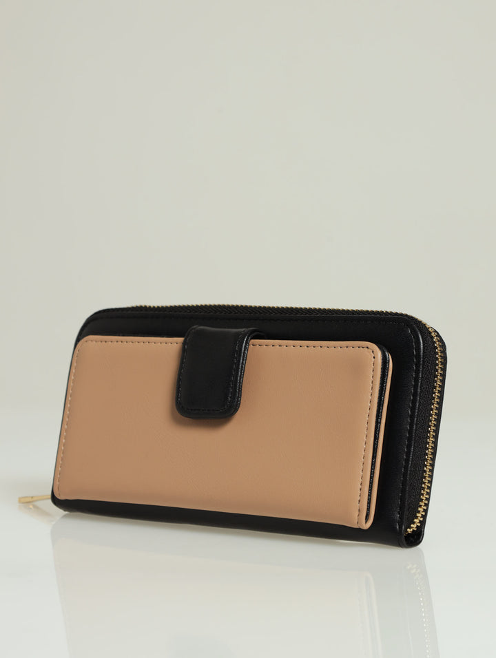 Flap Zip Around Purse - Black