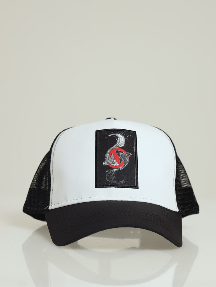 Koi Fish Trucker Cap - Black/White