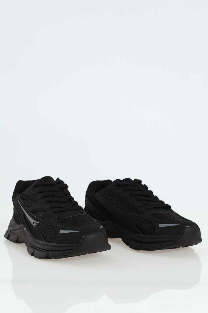 Panelled Mesh Trainer - Black