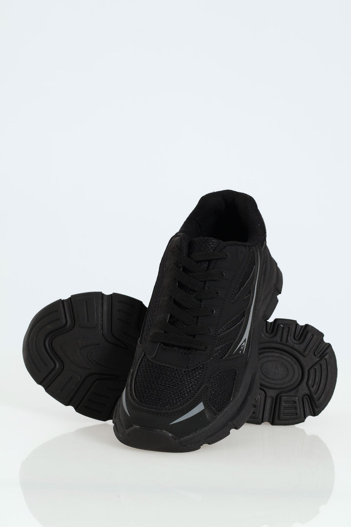 Panelled Mesh Trainer - Black