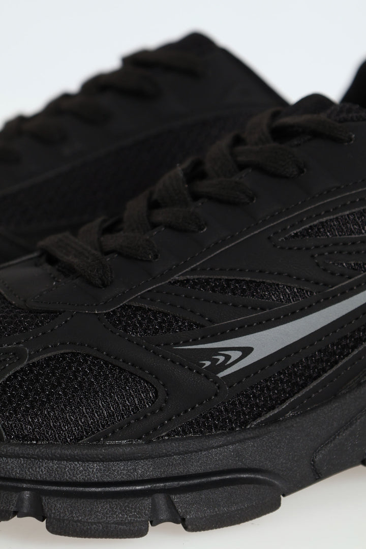 Panelled Mesh Trainer - Black