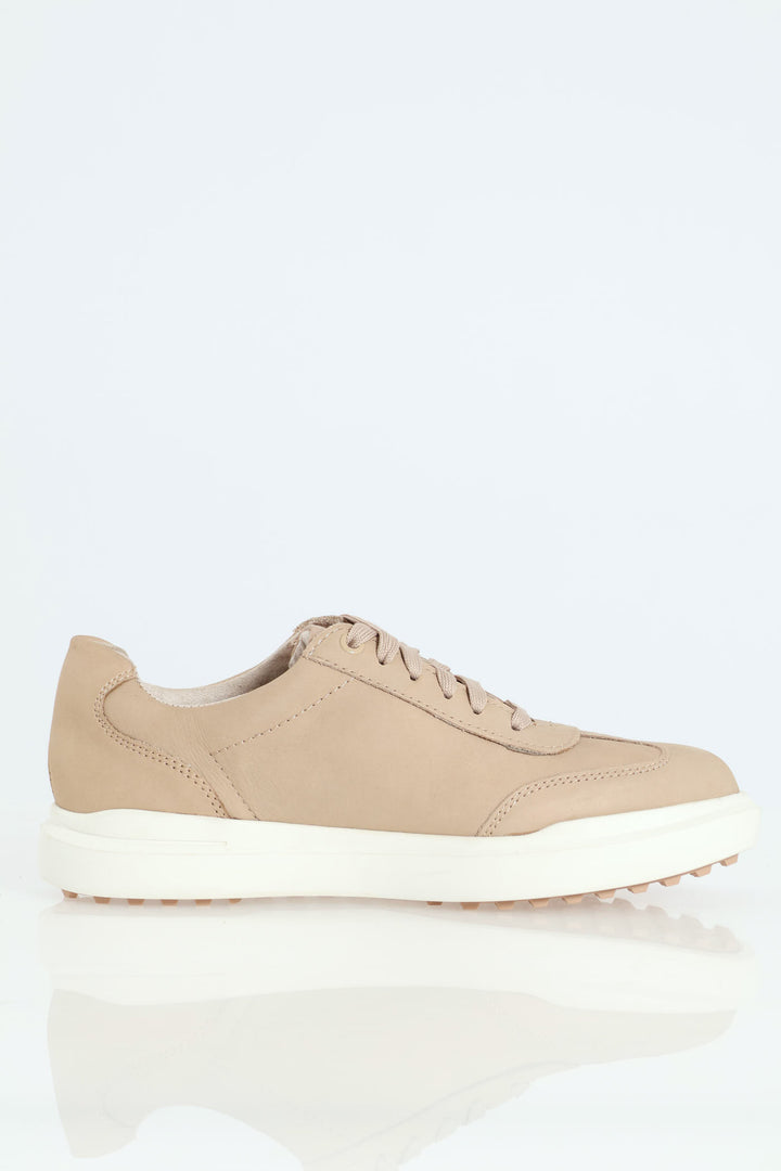 Panelled T-Toe Lace Up Sneaker - Sand