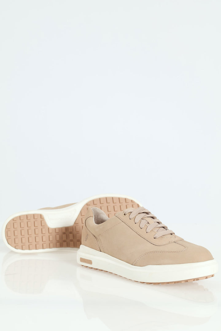 Panelled T-Toe Lace Up Sneaker - Sand