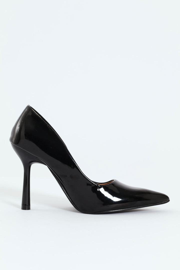 Lila 4 Patent Pointed Toe Court Heel - Black