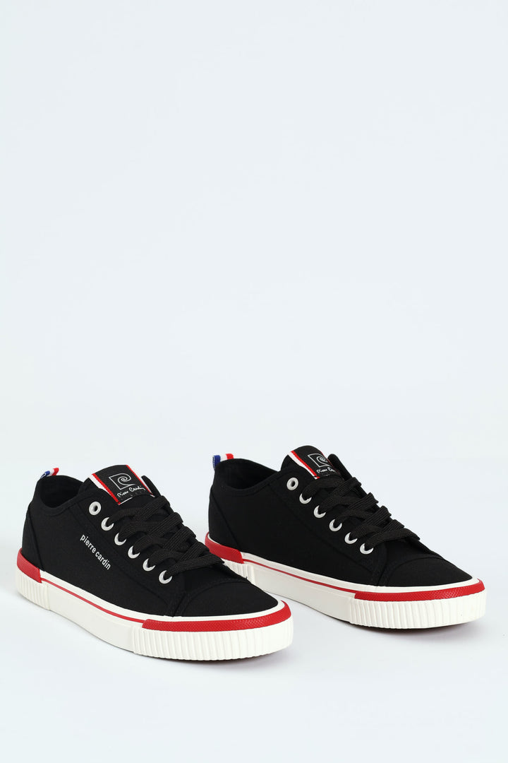 Pulse Basic Vulcanised Lace Up Sneaker - Black/White