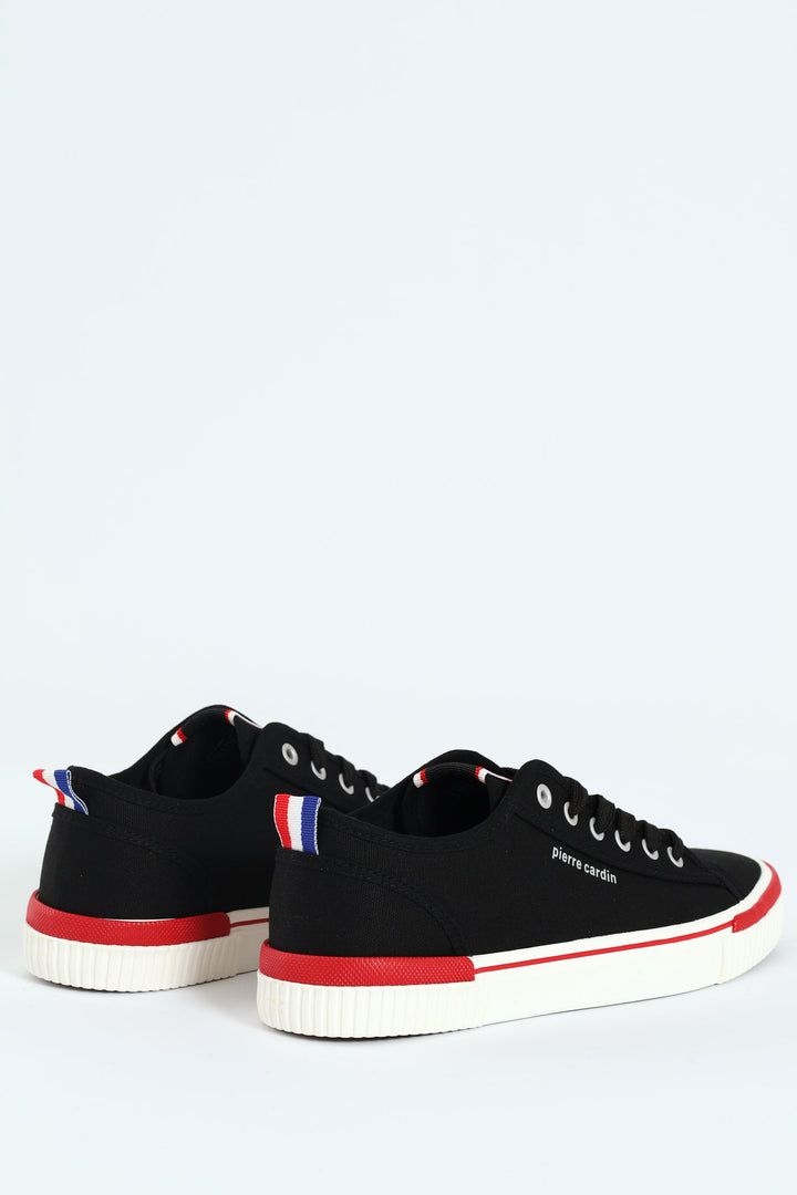 Pulse Basic Vulcanised Lace Up Sneaker - Black/White