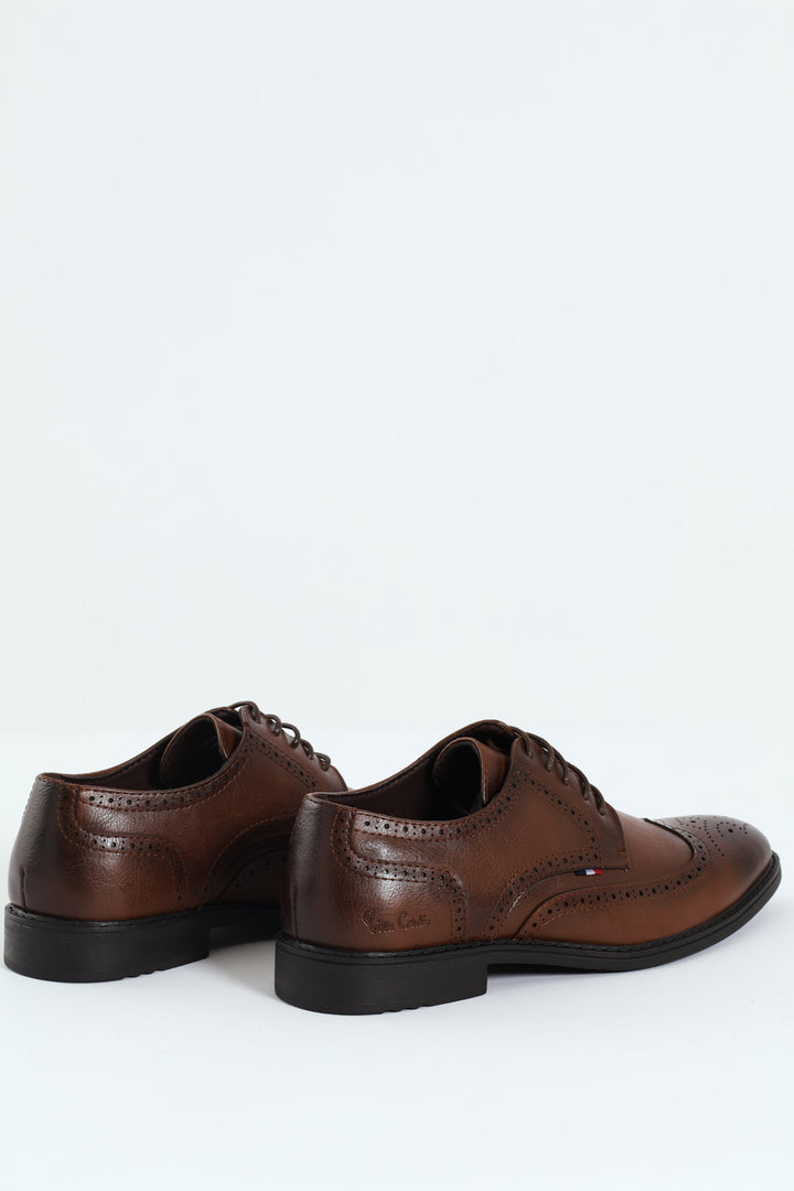 Comfort Full Brogue Apron Detail Lace Up Derby Shoe - Brown