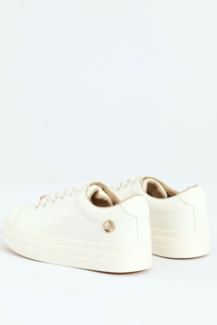 Textured Platform Sneaker - White