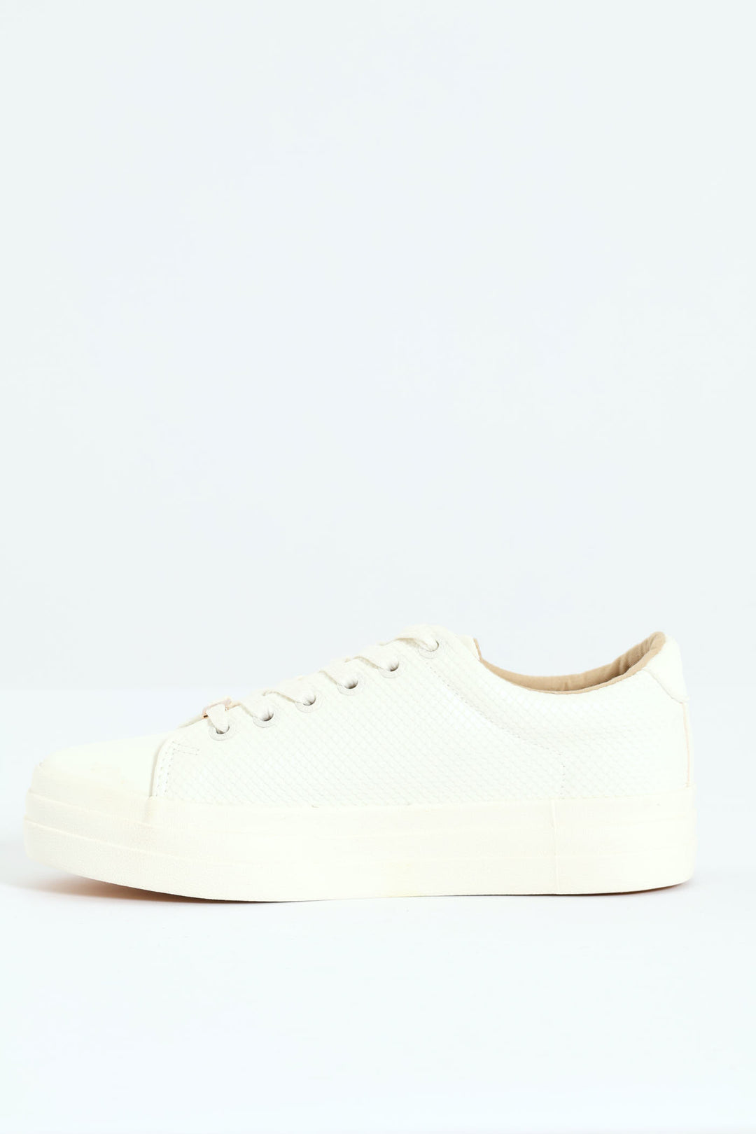 Textured Platform Sneaker - White