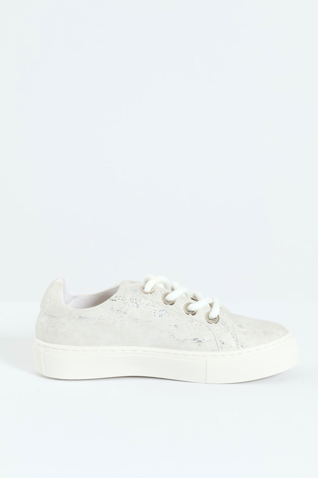 Lucie 6 Crackle Lace Up Sneaker - White