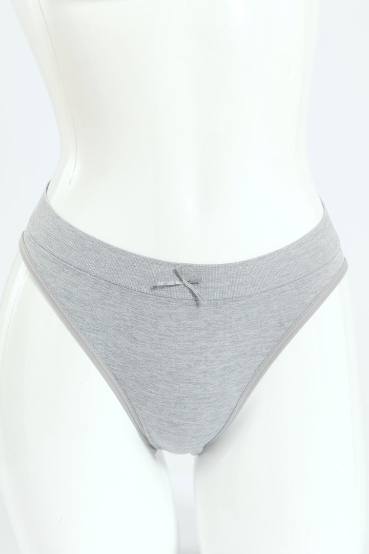 3 Pack Seamless Hi-Cut Panties - Mauve/Light Blue/Grey Melange