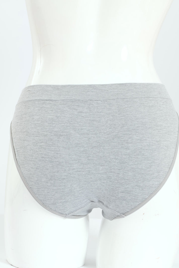 3 Pack Seamless Hi-Cut Panties - Mauve/Light Blue/Grey Melange