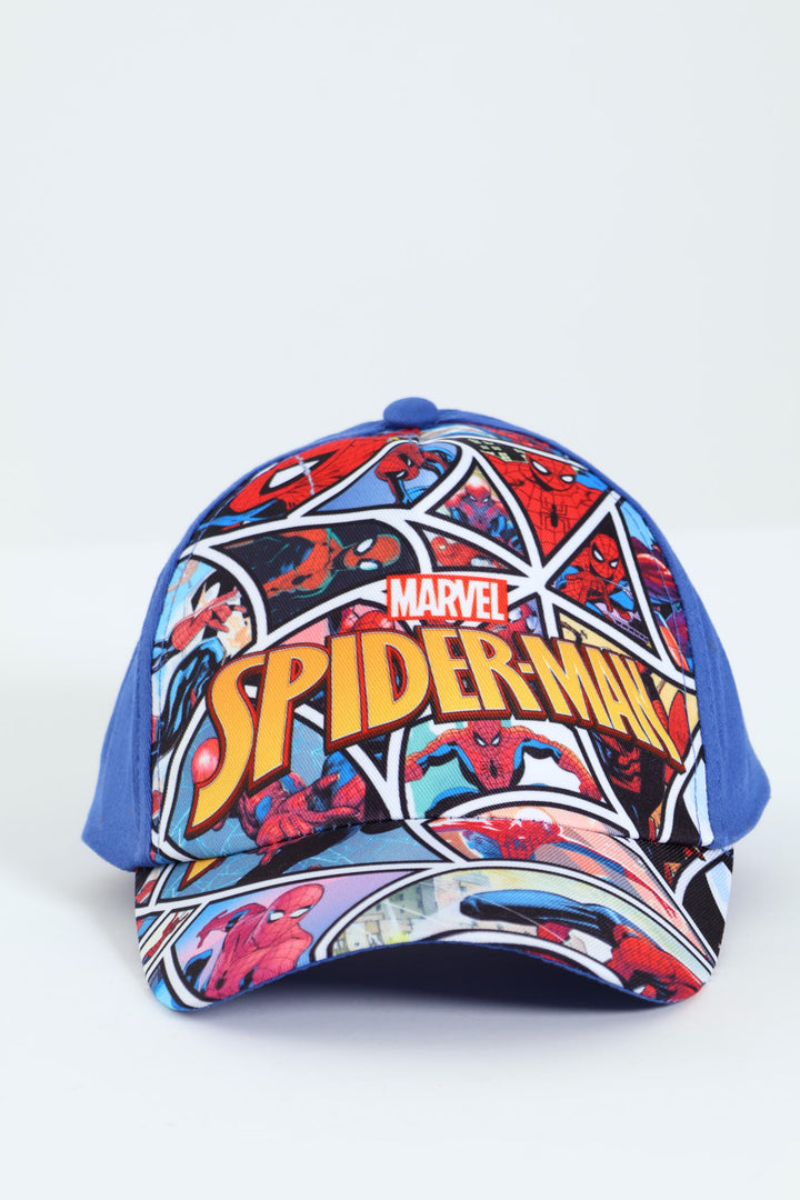 Pre-Boys Spiderman Comic Peak Cap - Blue