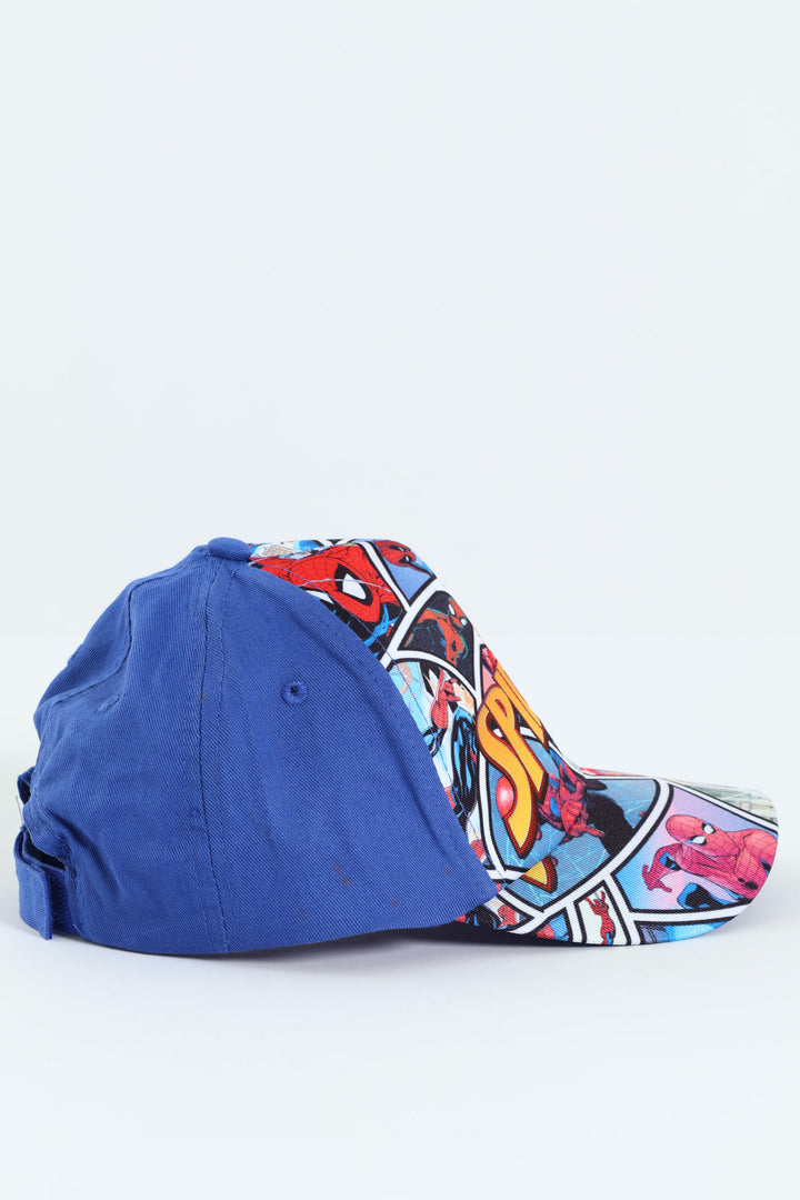 Pre-Boys Spiderman Comic Peak Cap - Blue