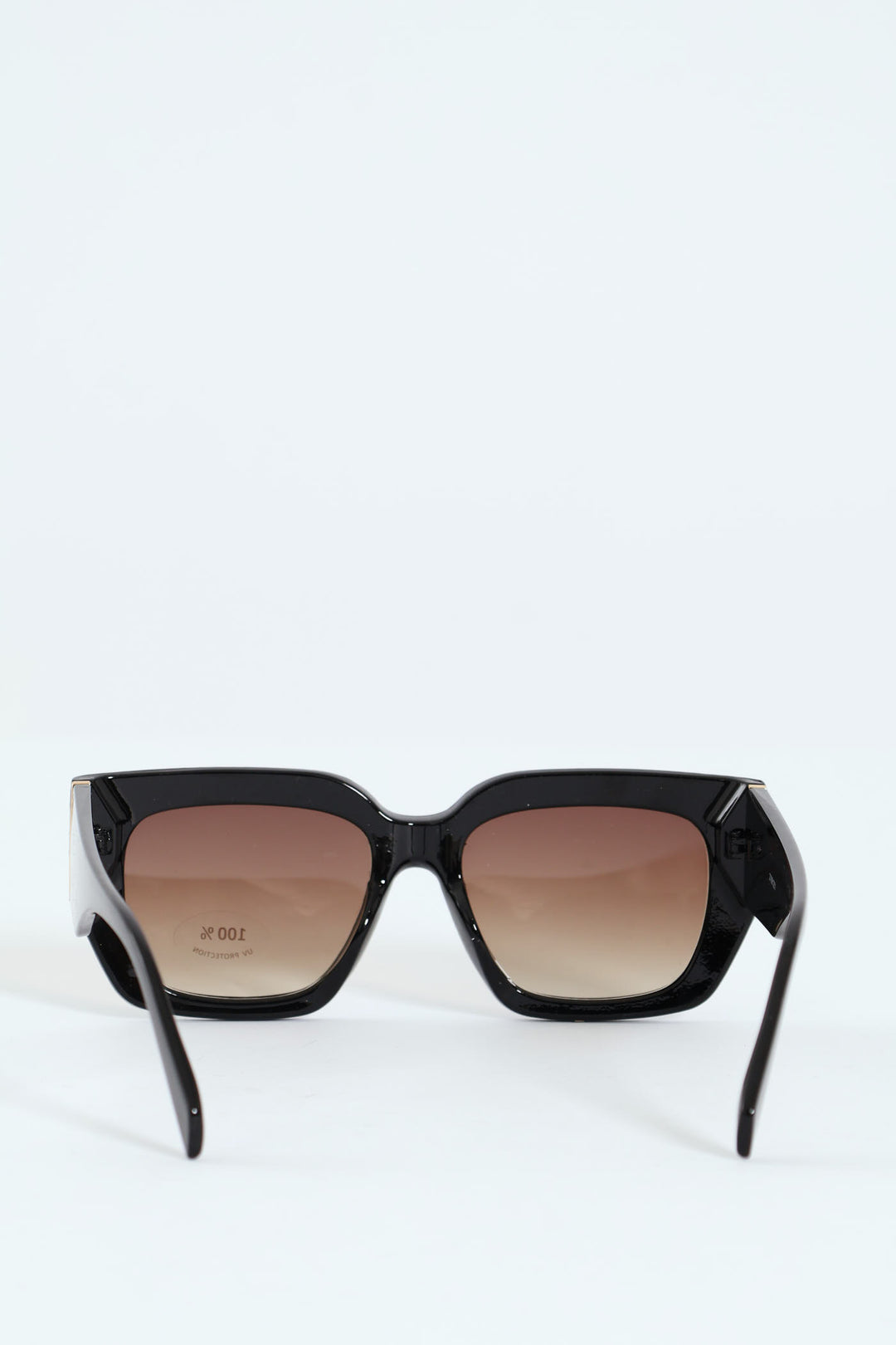 Gold Trim Temple Square Frame Lenses - Black