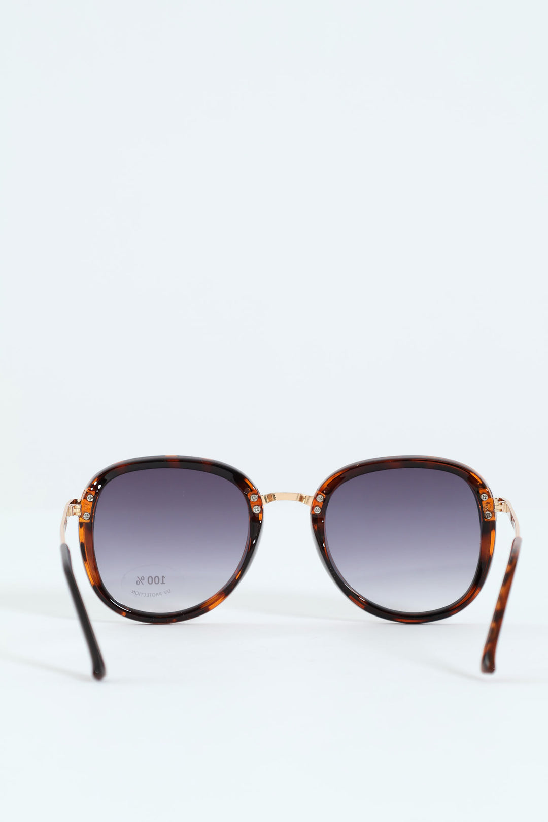 Round Smoke Gold Temple Sunglasses - Tortoise