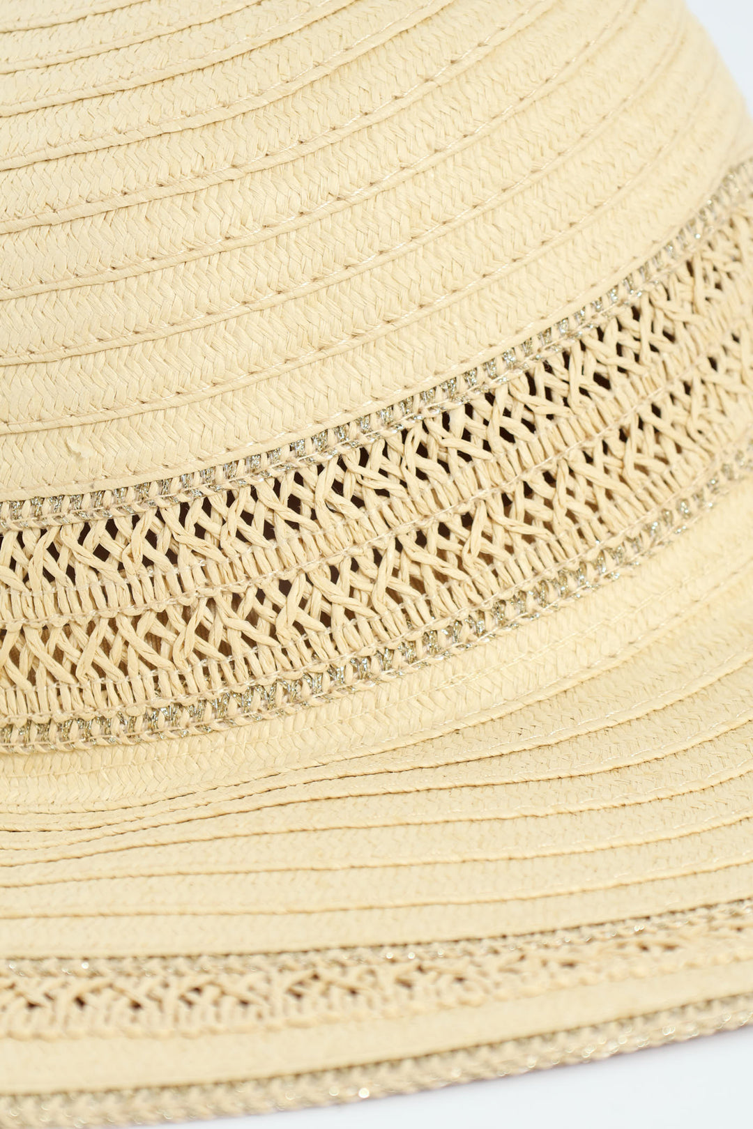 Lurex Trim Straw Hat - Beige