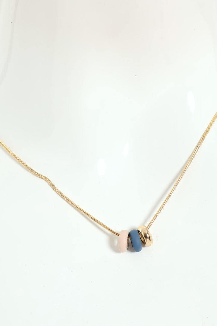 Blue Blush Gold Bead Necklace - Gold