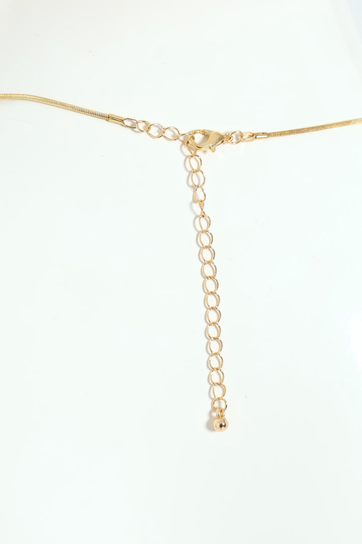 Blue Blush Gold Bead Necklace - Gold