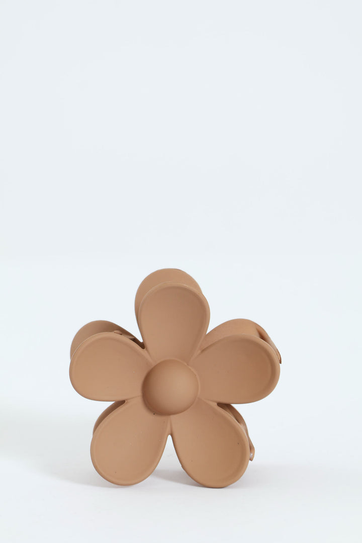 Flower Matte Hair Clip - Beige