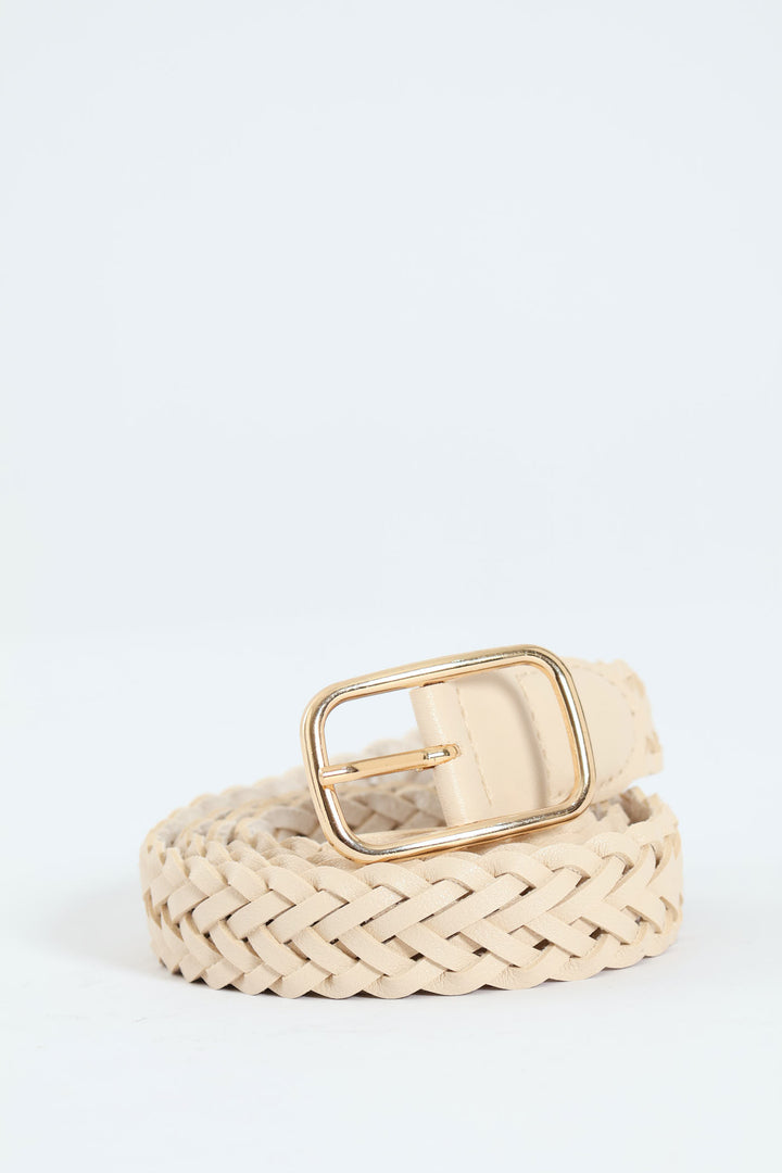 Braided Fashion Belt - Cream