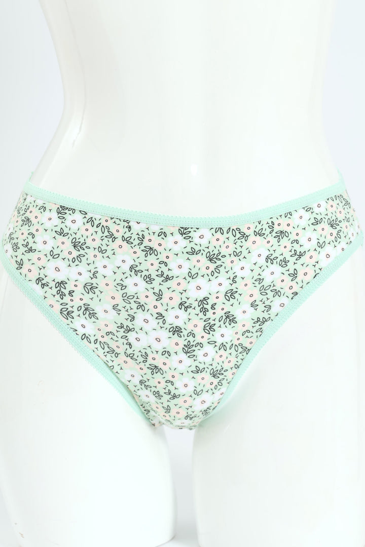 5 Pack Cotton Stretch Hi-Cut Panties - Dots/White/Floral/Pink/Grey Melange