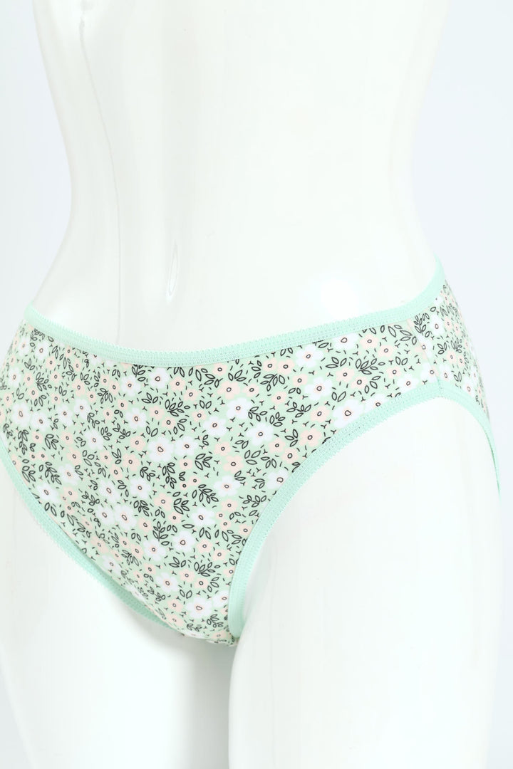 5 Pack Cotton Stretch Hi-Cut Panties - Dots/White/Floral/Pink/Grey Melange