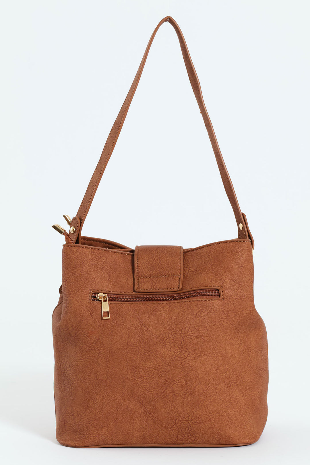 Gold Clasp Flap Shopper Bag - Tan