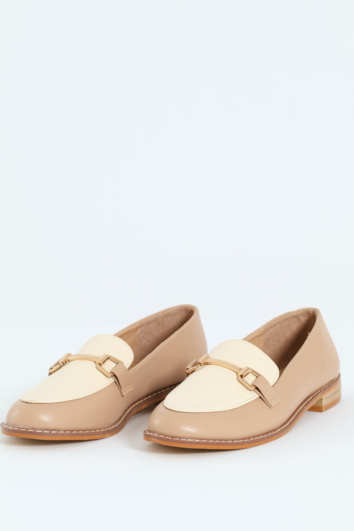 Metal Trim Loafer - Natural