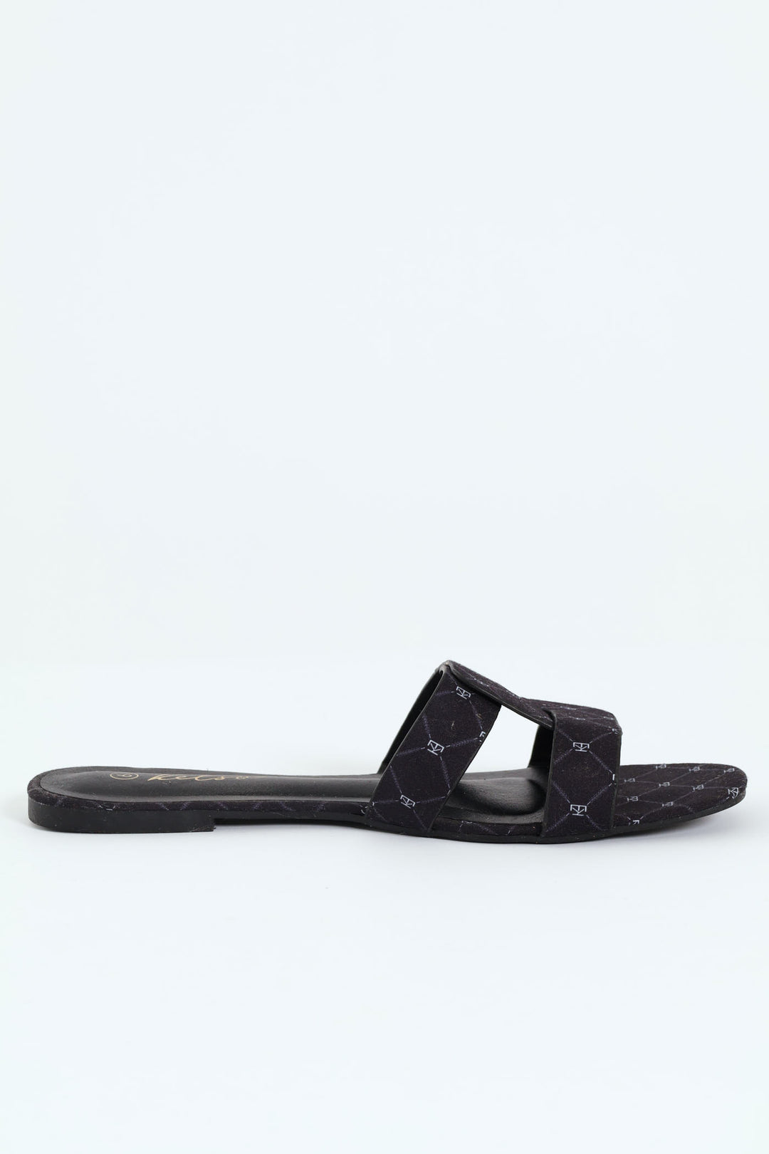 Interlinked Printed Mule Sandal - Black