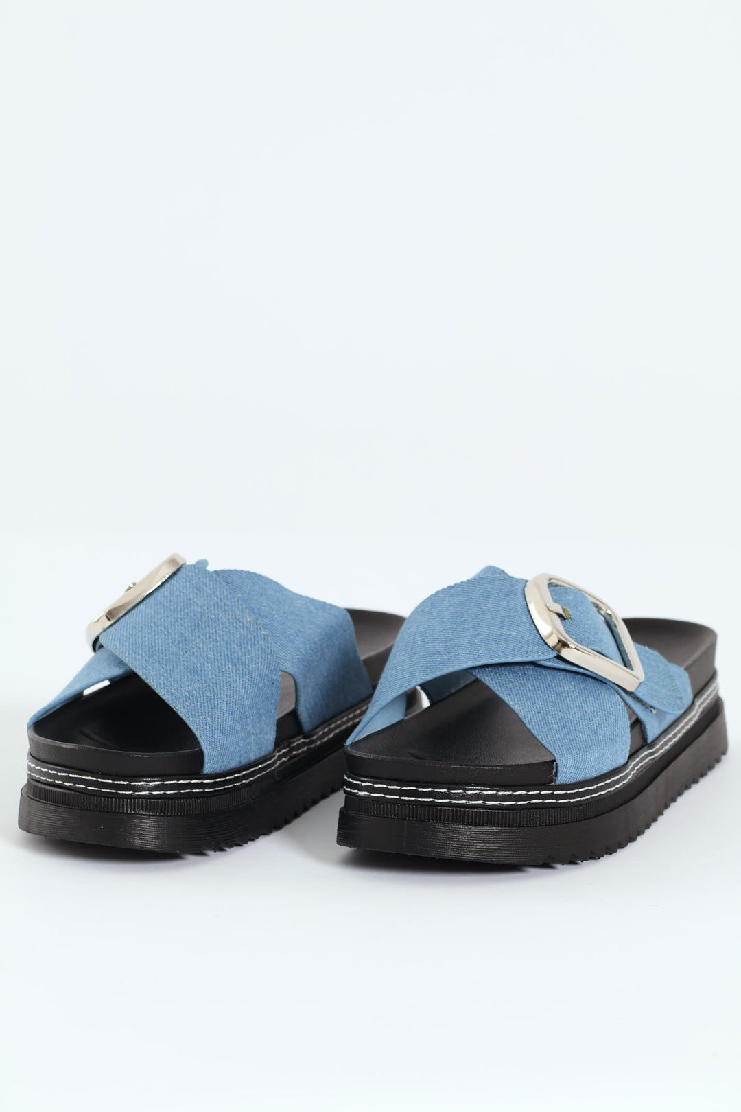 Janiel Cross Over Buckle Platform Sandal - Blue